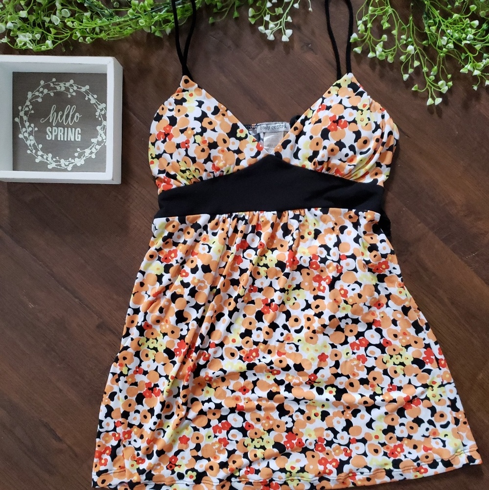 Body Central Floral Tie Back Spring Tank Top